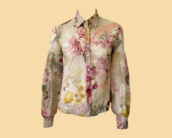 VINTAGE Galliano sheer print  shirts