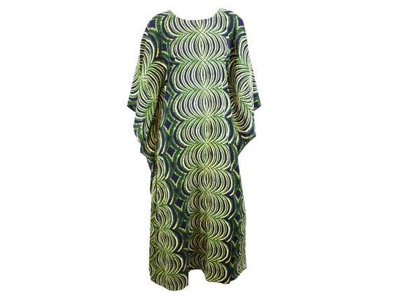 Vintage Cotton Wax Print Dress / Wizard Sleeves /