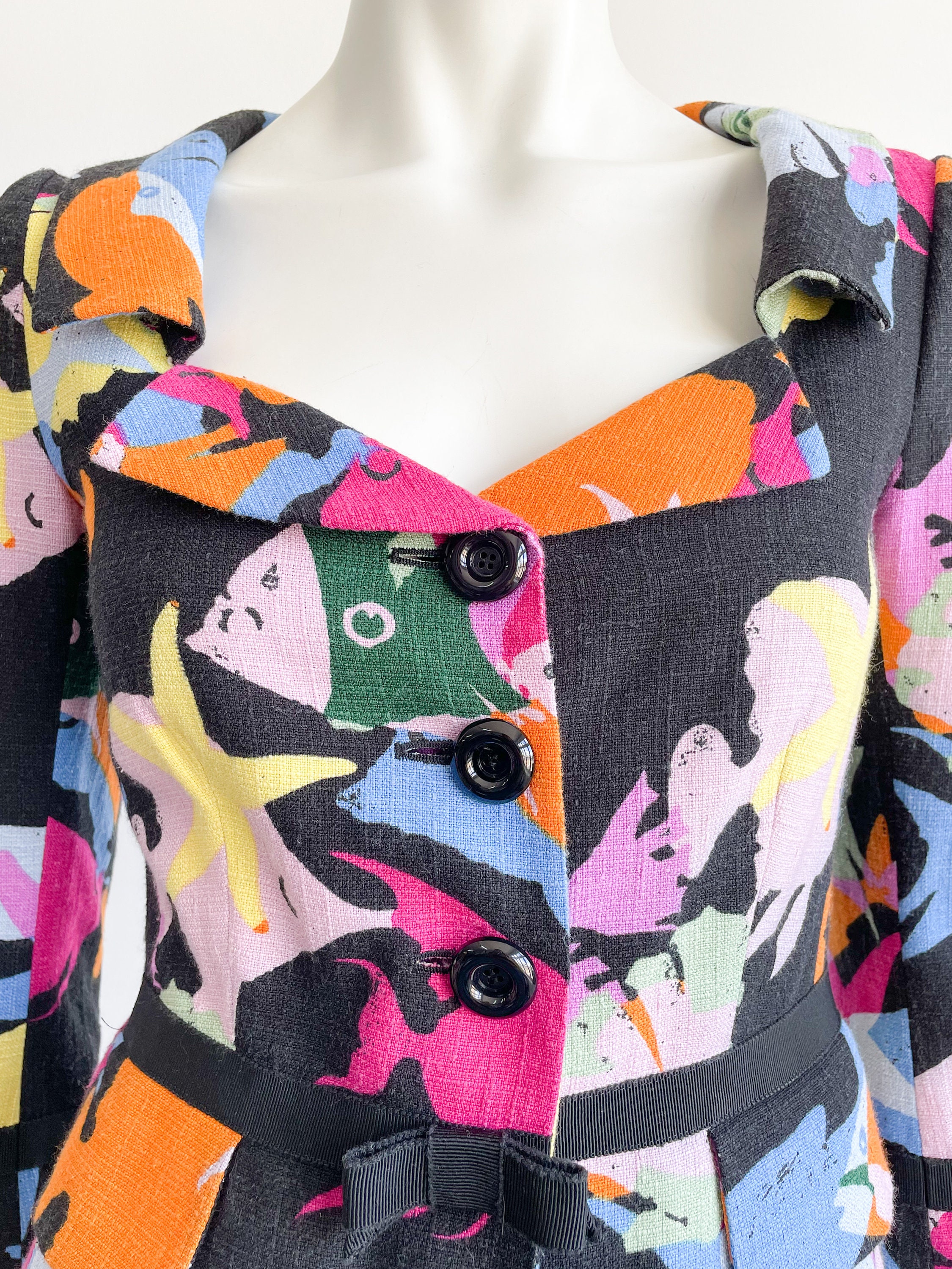 Moschino Cheap and Chic Jacket, Fish Print, Aquatic, Fitted Moschino Cheap and Chic Jacket, Fish Print, Aquatic, Fitted