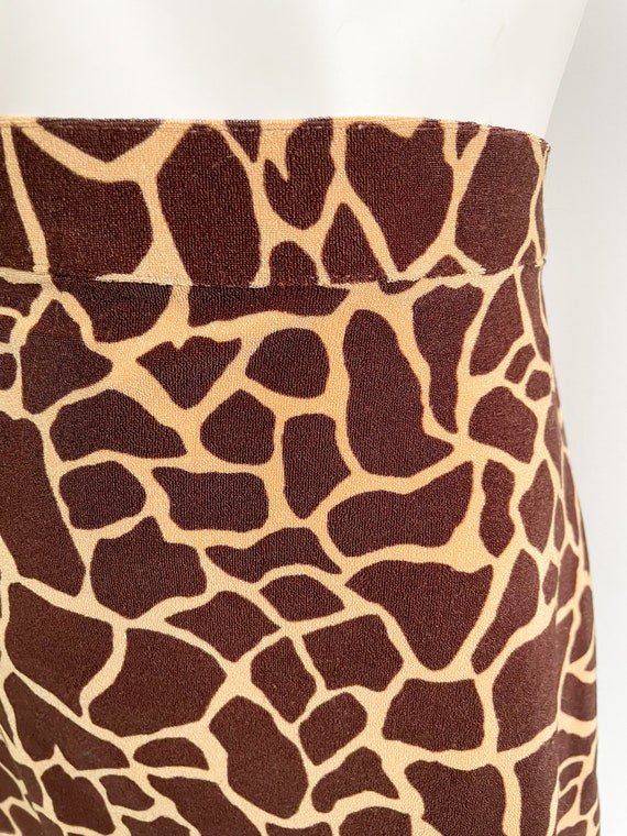 Vintage Giraffe Print Mini Skirt, High Rise, Brow… - image 6