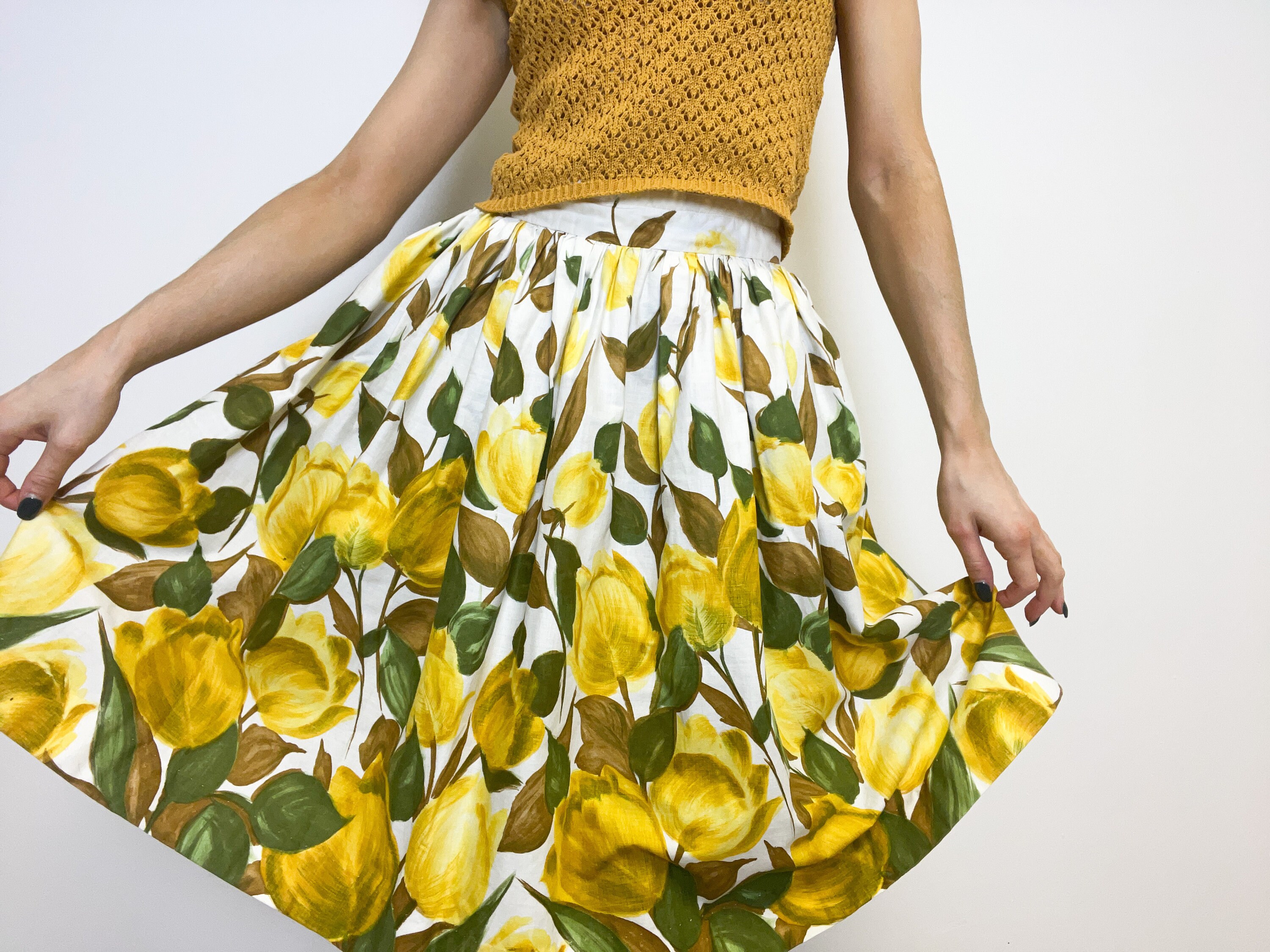 Vintage 50s Floral Skirt / Circle Skirt / Handmade Flower - Etsy Singapore