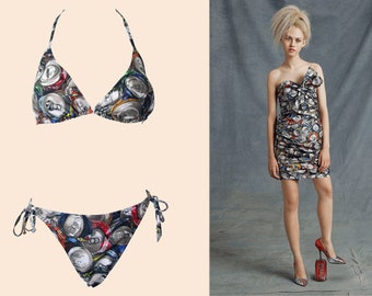Moschino Bikini, Trash Print, Jeremy Scott, Junk Food Collection, 2014 Range, Size 10, EU 38, Small