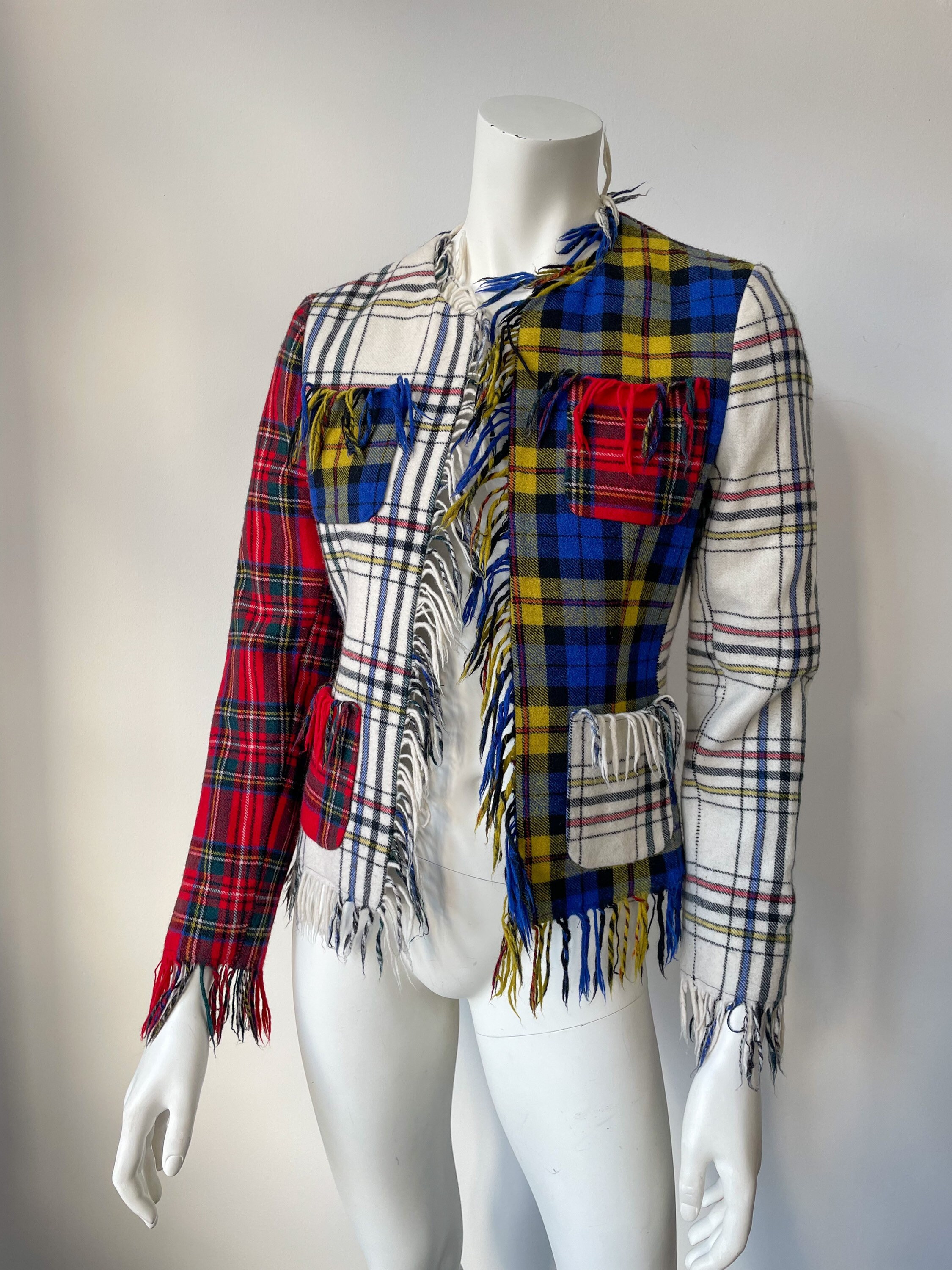 Y2K Moschino Couture Flannel Jacket, Multicoloured, Wool Blend