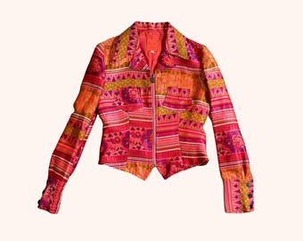 Bazar de Christian Lacroix Brocade Jacket | 90s Maximalist Zip Crop Jacket | As Worn on The Nanny | FR 38 UK 10 | Archival Designer Vintage