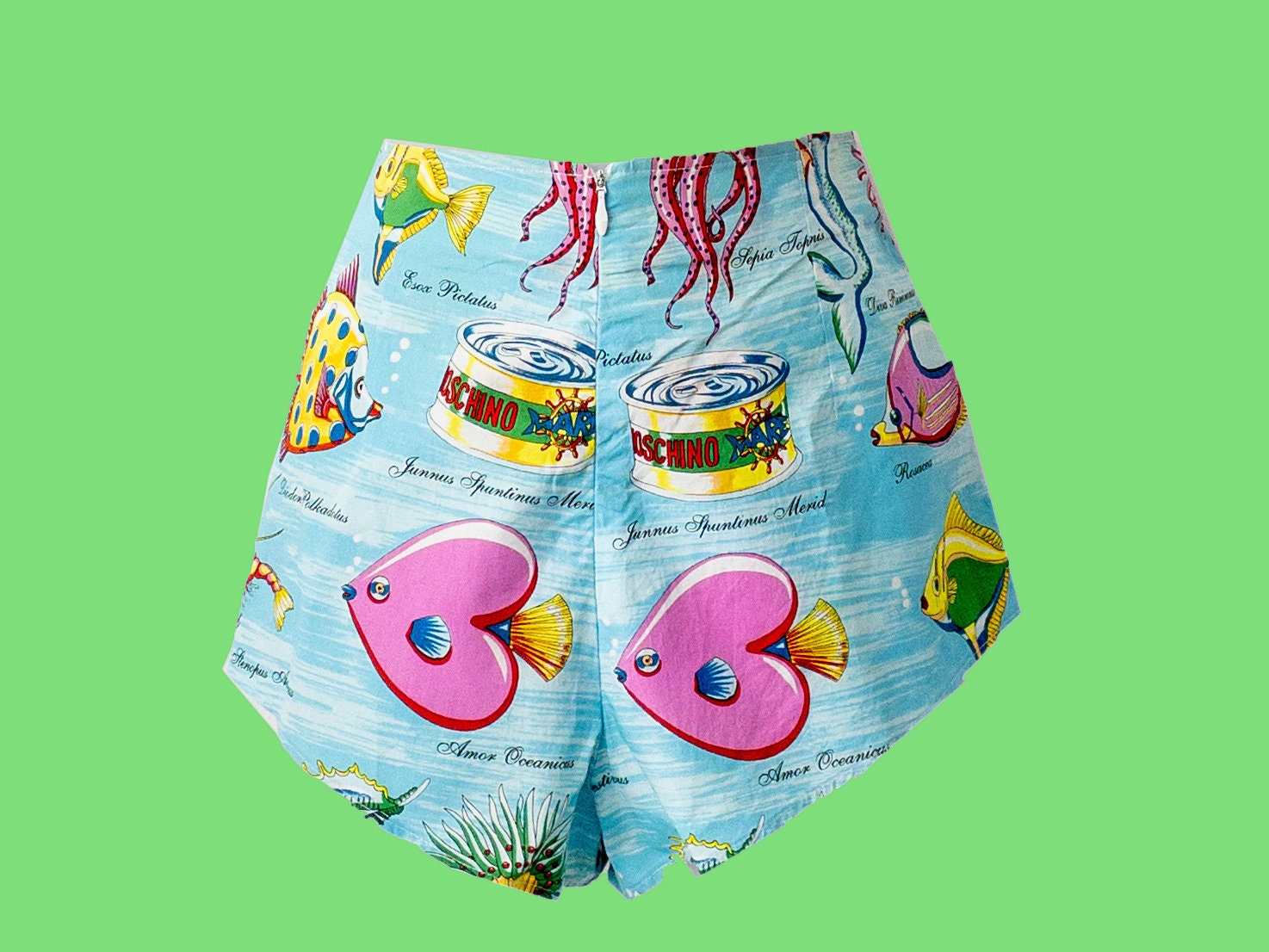 Moschino Mare Cotton Hot Pants, Aquatic Fish Print, Novelty