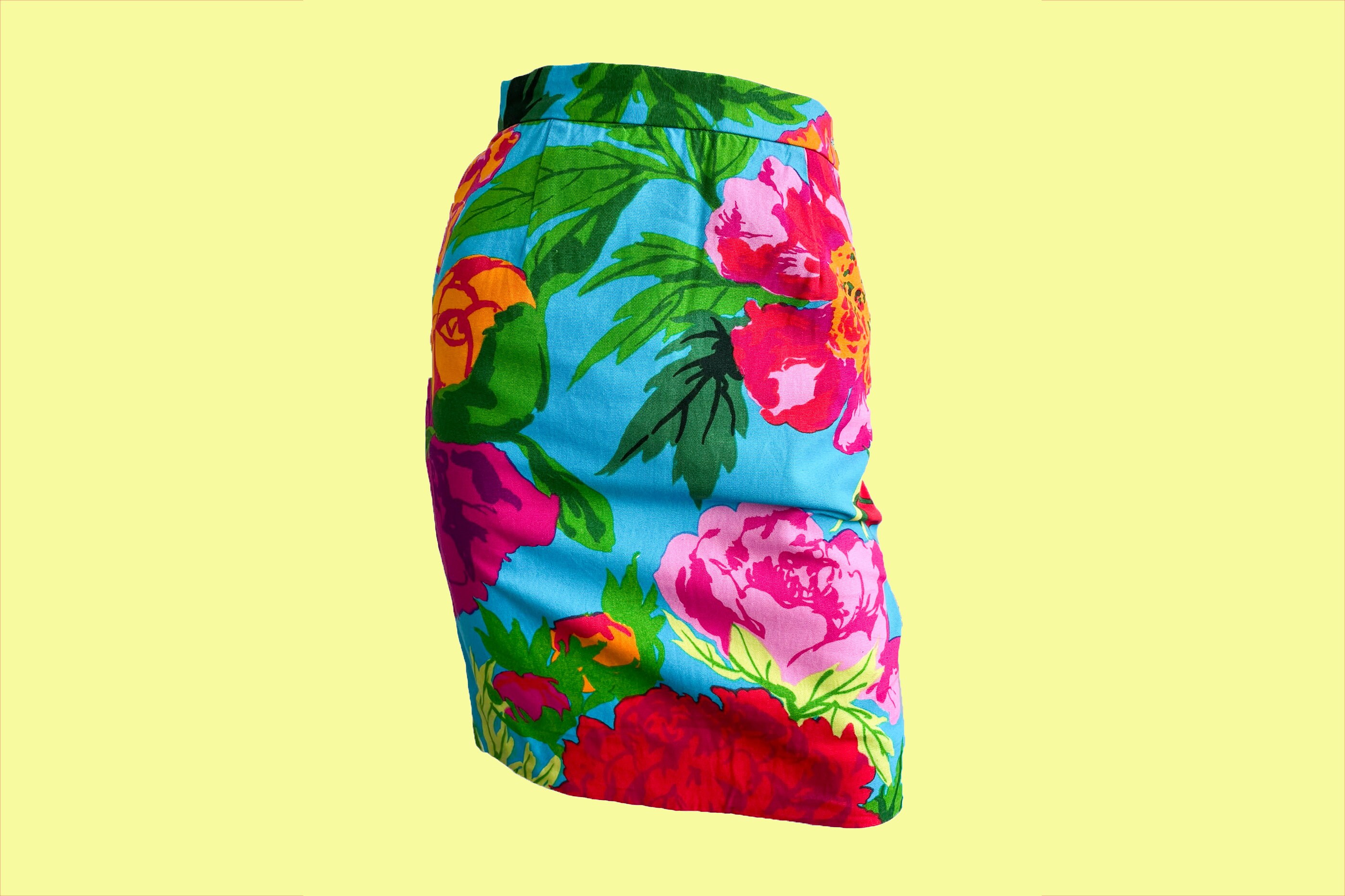 スカート MOSCHINO Printed skirt Multicolor Floral Print Moschino Couture Skirt, Colourful 90s Vintage