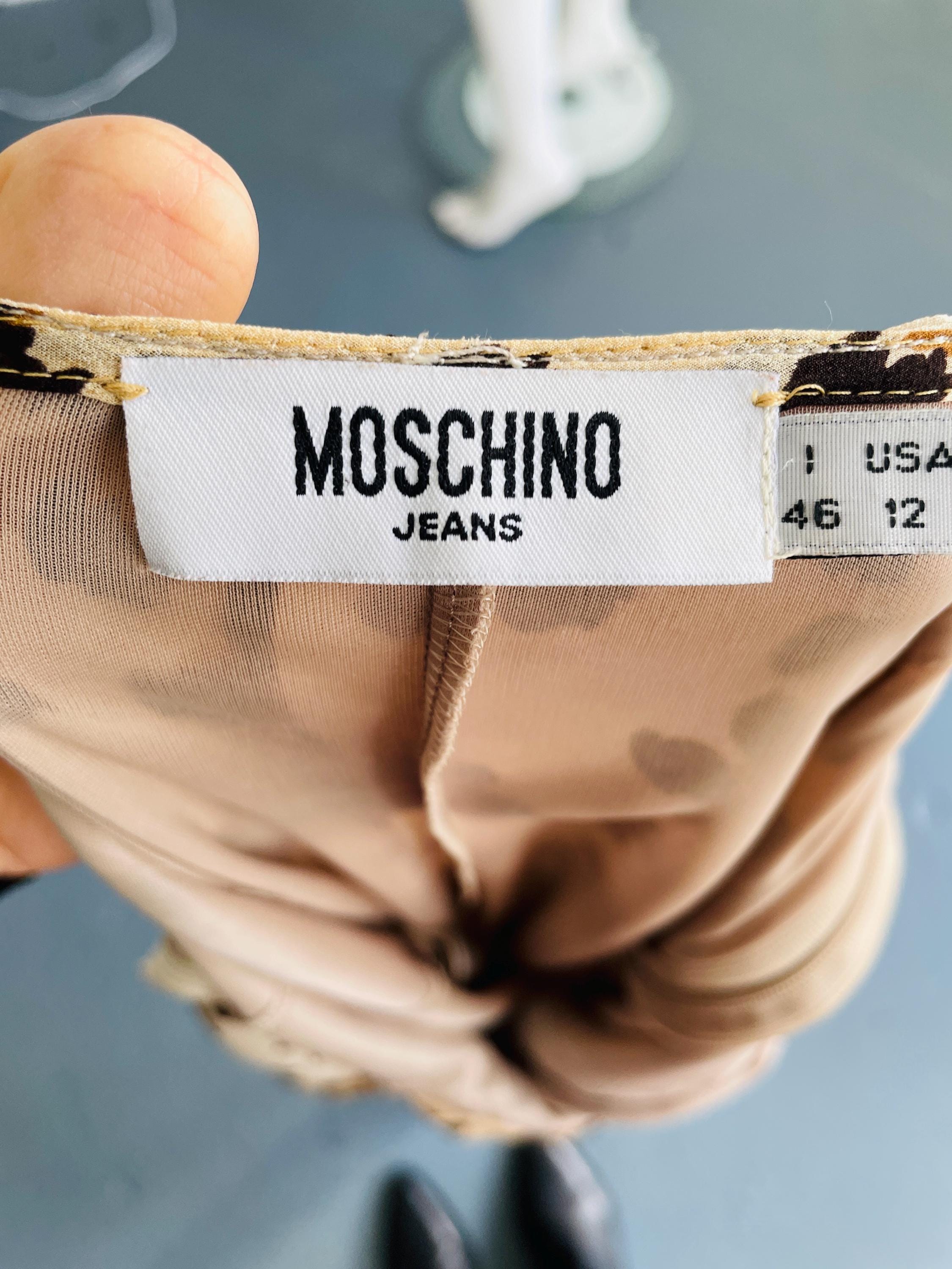 Vintage 90s Moschino Jeans Leopard Print Dress, Chiffon Silk