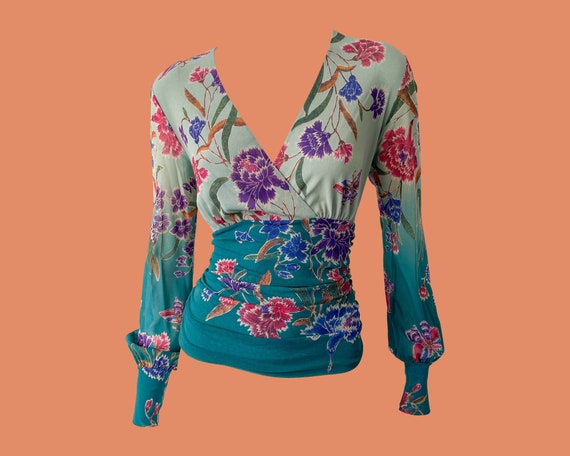 トップス VIVIENNE TAM - gather cuff print top VIVIENNE TAM - gather cuff print top