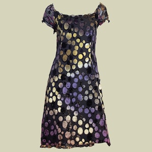 Vintage 90s Anna Sui Velvet Dress, Grunge Aesthetic, Knee Length Dress, Iridescent, Textured Fabric, US Size 4, UK Size 8