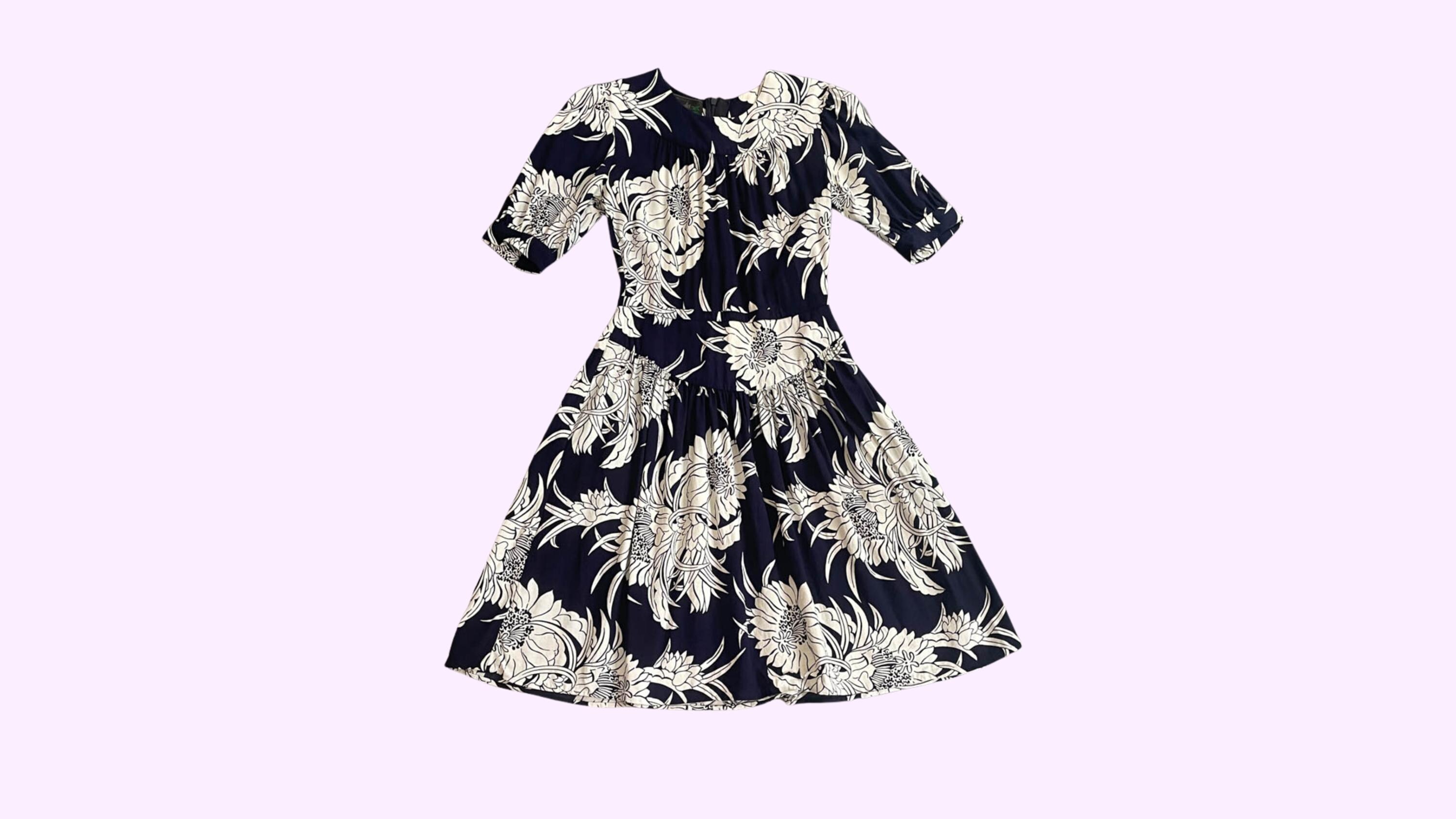 Prada Resort 2014 Chrysanthemum Print Dress | Navy & White Floral