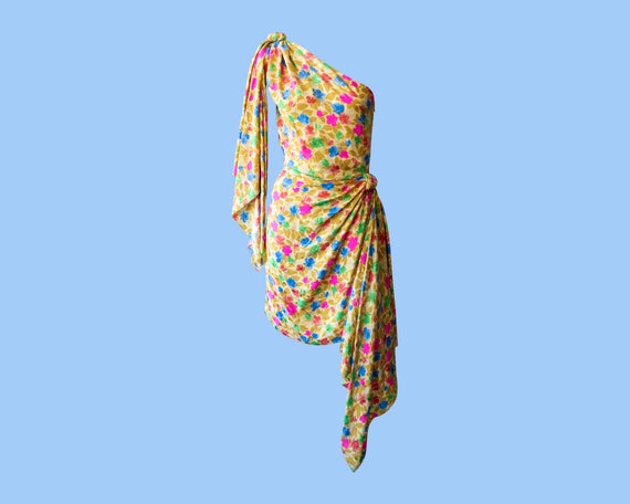 Andrea Odicini Silk Dress, 80s, Floral Print, One… - image 1