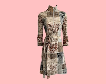 Y2k Vintage MOSCHINO Patchwork Dress. Multicolor Animal