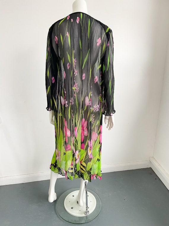 Vintage 70s Floral Print Sheer Tunic, Semi See Th… - image 8