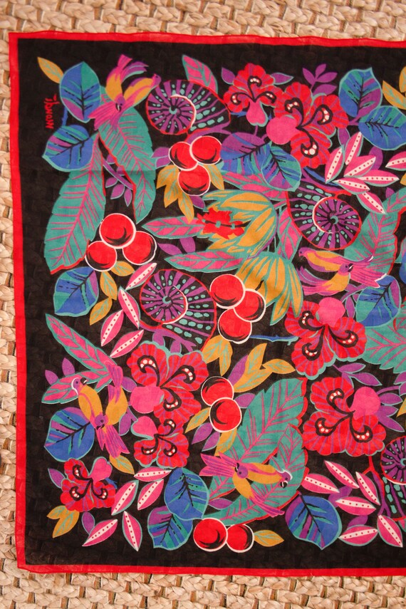Vintage Floral Print Silk Scarf / Mondi / Square S