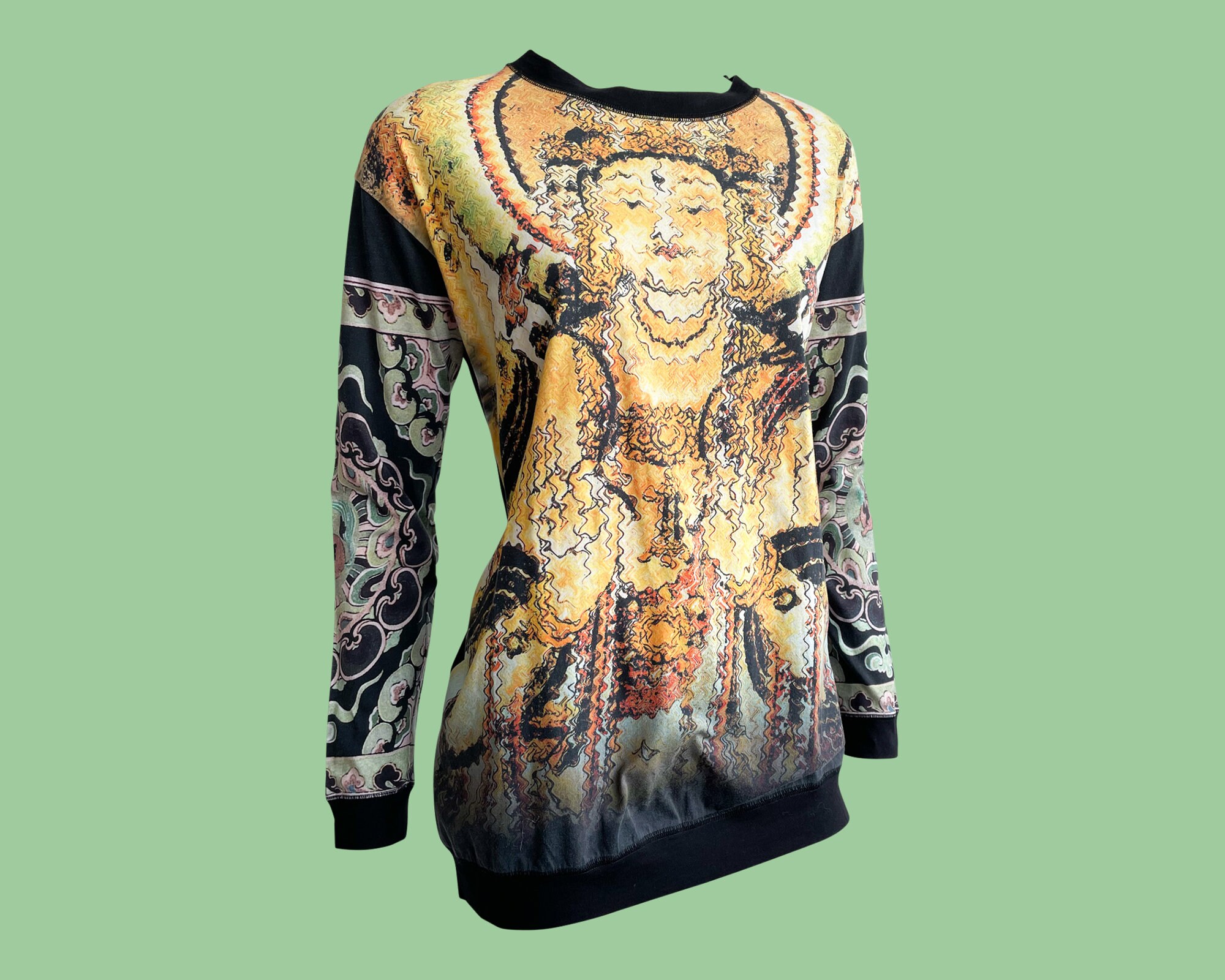 半額ストア 美品❢vivienne tam アートプリントスタッズ付き長袖Tシャツ トップス