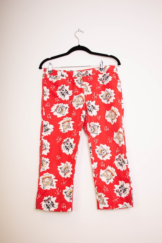 Vintage 90s Manoush Print Trousers, Capris 3/4 Le… - image 2