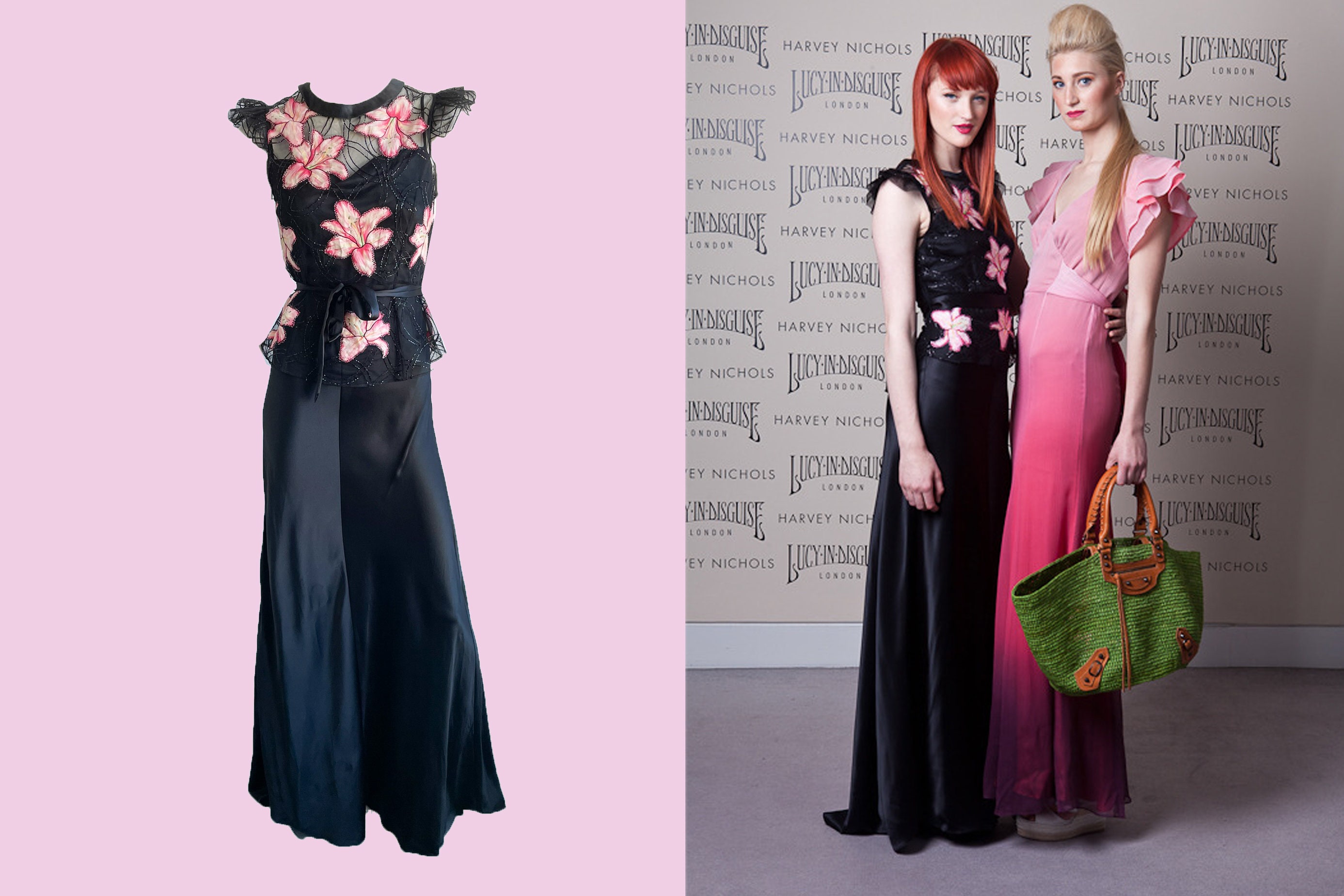 Lucy in Disguise Maxi Dress, Elegant Ballgown, Sheer Lily Applique - Main Image