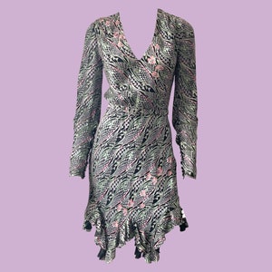 Vintage 70s Devore Velvet Dress: Handmade Floral Print, Ruffled