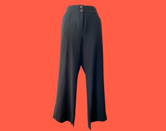 Pantalon noir kenzo jungle vintage, jambe large, taille haute, Hi Rise, designer basics, années 1980, années 80