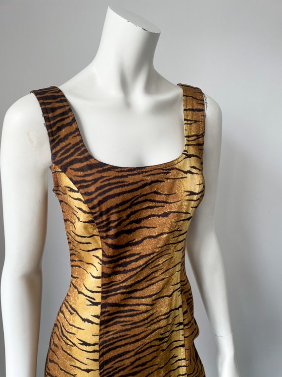 Vintage Moschino Jeans Tiger Print Dress, Mini Dr… - image 8