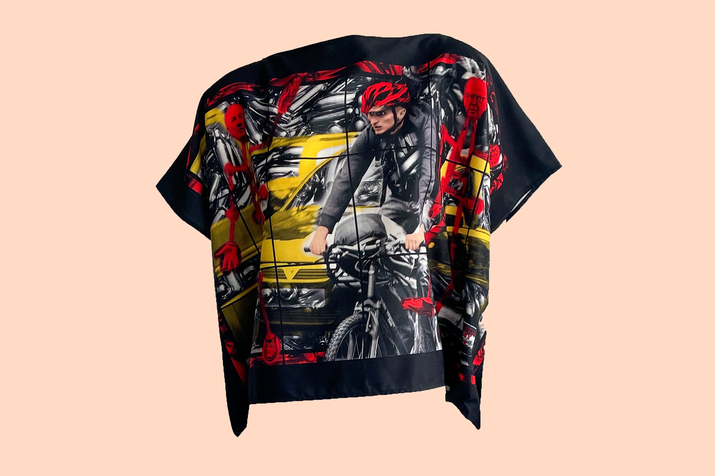 Y2K Agnes B Prestige Top, Unusual Cyclist Print, Gilbert and