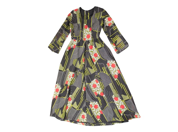 Vintage 70s Floral Maxi Dress / Size 12 / EU 40 /