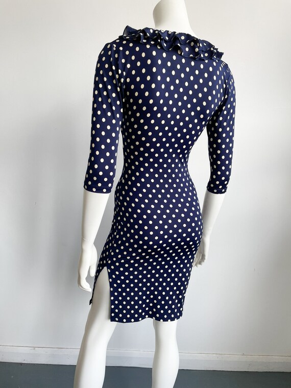 【新品、タグつき】PAMEOPOSE　Doll Dress　М Y2K Moschino Jeans Silk Dress: Tattoo Print Ruffle Neckline