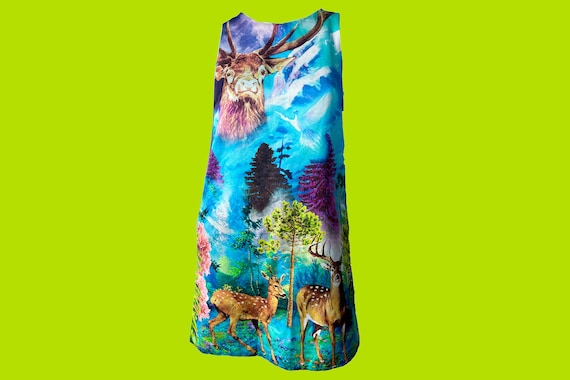 Manoush Designer Mini Dress, Fantasy Forest Print… - image 1