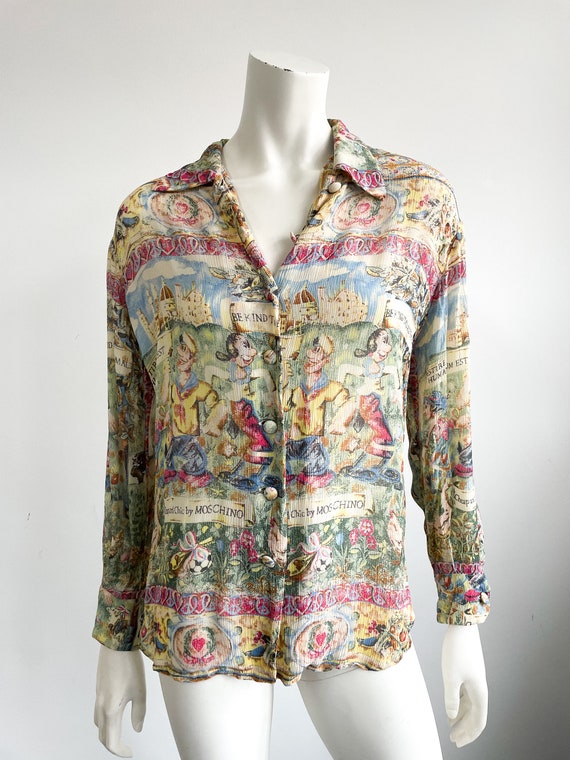 Moschino Cheap and Chic Silk Shirt, Popeye and Olive Oyl