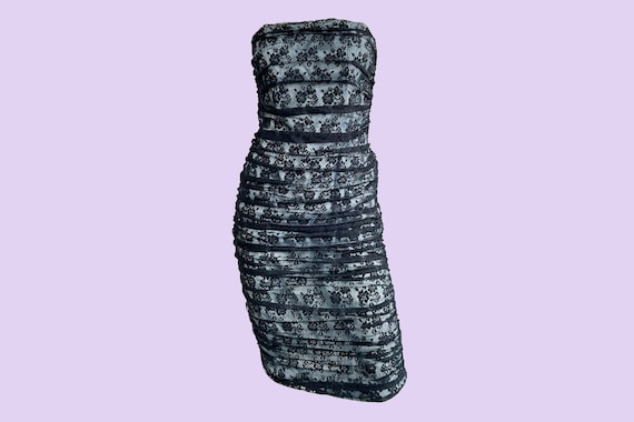 boots with black lace dress Black Lace Boatneck Long Sleeve Short Dress main image 1