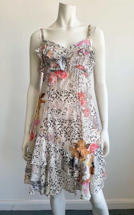 Y2K John Galliano Dress, Mini Dress, Lace and Flo… - image 2