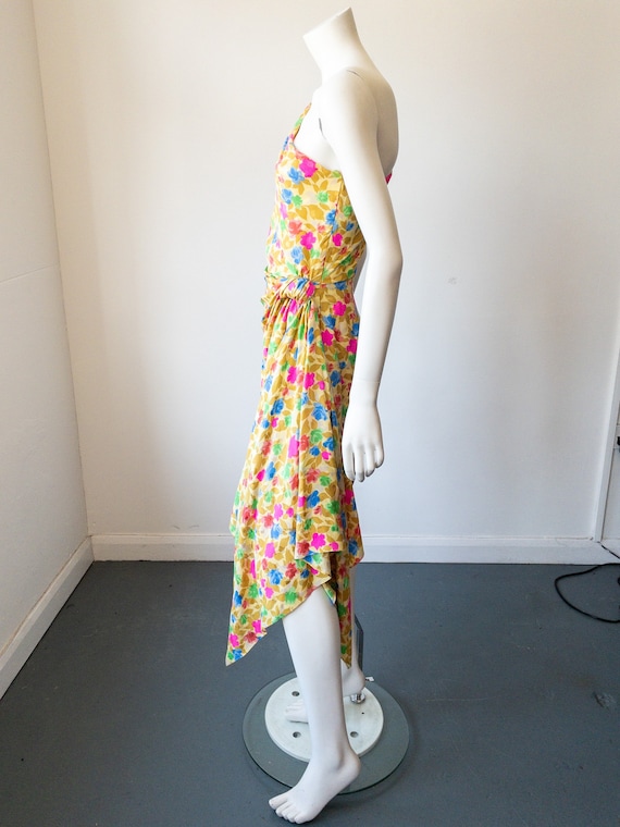 Andrea Odicini Silk Dress, 80s, Floral Print, One… - image 3