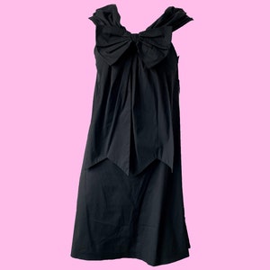 Vintage Jean Paul Gaultier Mini Dress, Black, A-Line Silhouette, Cape Sleeves, Bow Detail, 1990s, 2000s, Nineties, Noughties
