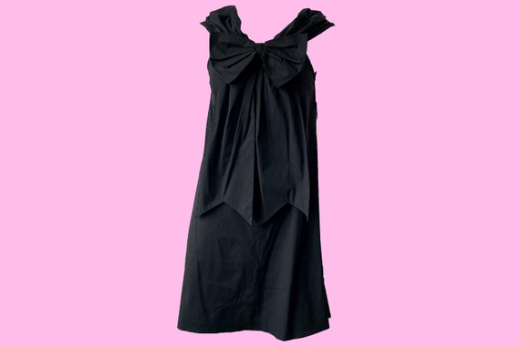Vintage Jean Paul Gaultier Black Mini Dress: Cape Sleeves, Bow Detail