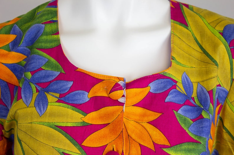 Vintage Floral Print Jacket Tropical Flower Print Lightweight Summer Jacket 1980s 80s Size 12 EU 40 Medium