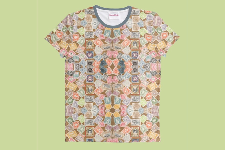 Stamp Collector Print T-Shirt, Postal, Postage, Philately, Philatelic, Vintage Illustration, Retro Style, Novelty, Sizes XS-3XL