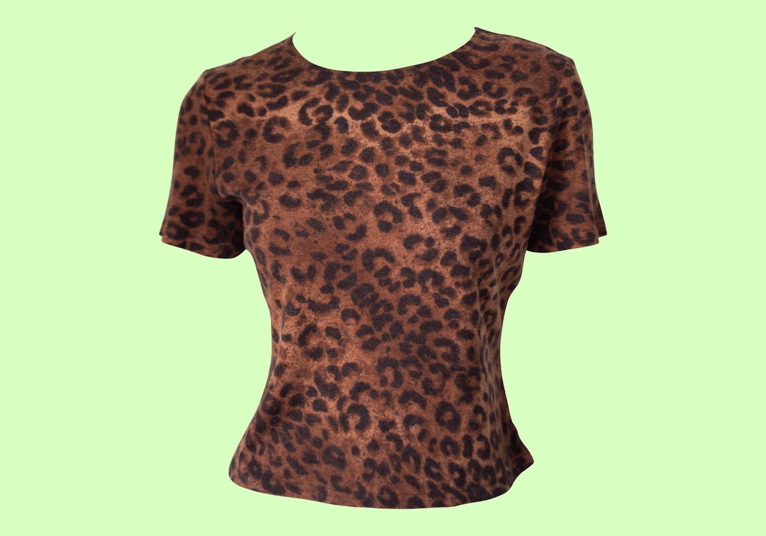 Y2K Fuzzy Leopard Print Top, Animal Print, Short Sleeved Tee, T-shirt, 1990s, 90s - Etsy Y2K Fuzzy Leopard Print Top, Animal Print, Short Sleeved Tee, T-shirt, 1990s, 90s - Etsy