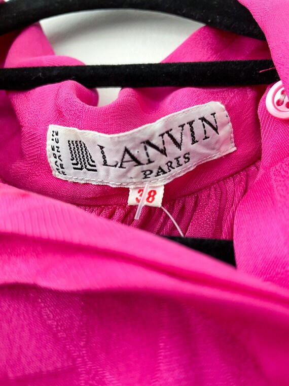 Vintage 70s Lanvin Paris Silk Shirt, Fuschia Pink… - image 7