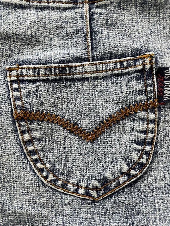 Vintage 80s Denim Shorts, Unusual Zig Zag Waistline, Lace up