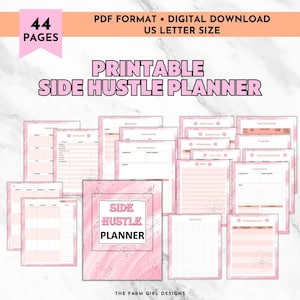 Printable Side Hustle Planner, Printable Business Planner, Blogging Planner, Business Organizer, Social Media Planner, Etsy Shop Planner