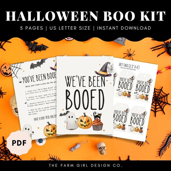 You've Been Booed, We'Ve Been Booed, Halloween Printable, Halloween Gift Tags, Neighborhood Game, Boo Kit Printable, Halloween Sign