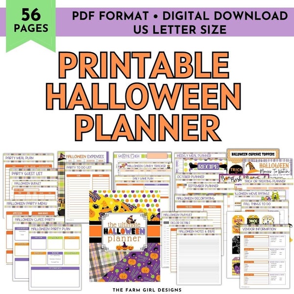 Halloween Planner Printable, Halloween Party Planning Kit, Instant Download Planner, Fall Things To do, Costume Planner, Trick or Treating