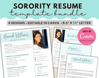 Sorority Resume Template With Picture, Sorority Rush Resume Template Cover Letter, College Resume,Sorority Recommendation Letter Template