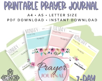 Printable Prayer Journal, Bible Study Journal, Christian Journal, Gratitude Journal for Busy Moms, Prayer Notebook, Bible Study Printable