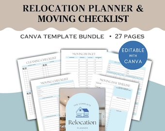 Moving Planner Binder, Relocation Checklist, Move In Move Out Checklist, Canva Moving Planner, Relocation Planner Canva
