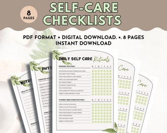 Self Care Checklist Bundle, Self Care Tracker, Self Care Challenge, Selfcare Checklist, Self Care Kit, Self Care Checklist Printable