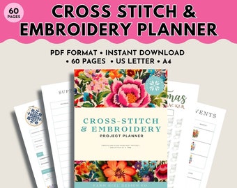 Cross-Stitch Planner, Embroidery Planner, Craft Planner, DIY Craft Project Planner, Craft Project Planner Printable