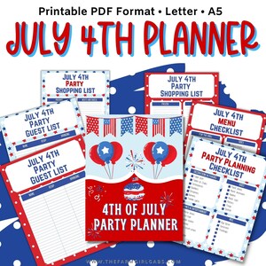 July 4th Party Planner, Printable Party Planner, 4th of July Party Planner, Patriotic Party Planner PDF Party, Holiday Planner