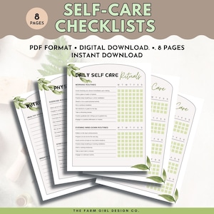 Self Care Checklist Bundle, Self Care Tracker, Self Care Challenge, Selfcare Checklist, Self Care Kit, Self Care Checklist Printable