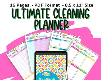 Printable Cleaning Planner,  Cleaning Schedule, Cleaning Chart, Home Management, Clean Home Binder, Letter Size Planner, Cleaning bundle,